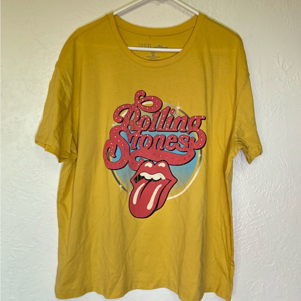 Time and Tru Yellow Graphic Tee with Blue Logo